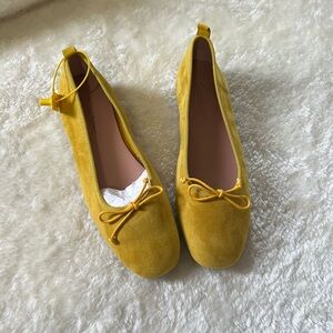 Yellow Suede Ballet Flats